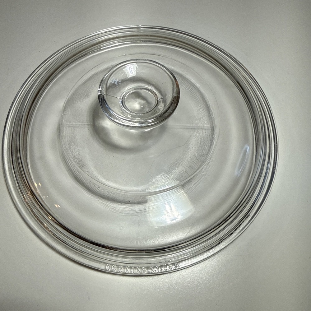 Vintage CORNING Clear Glass NY USA #9 ~ 7 1/2" Round Casserole Replacement Lid